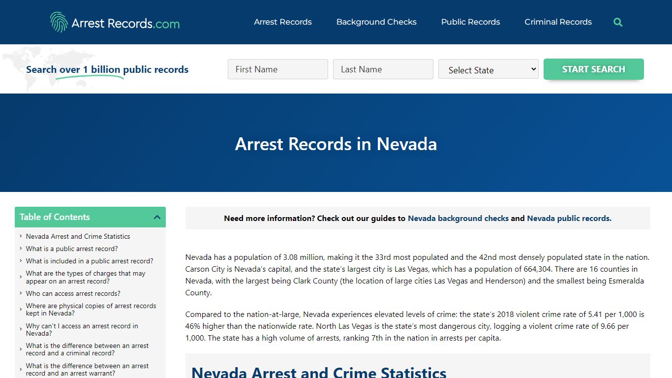 Nevada Arrests Records - Criminal, Warrant and Background Check Data for NV